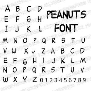 Fonte Peanuts SVG, Arquivos Svg de Fonte Peanuts para Cricut e Silhouette, Alfabeto Peanuts ttf, otf, png, svg Download Digital