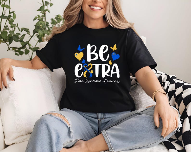 Be Extra Down Syndrome Awareness SVG PNG, Yellow and Blue Ribbon ...