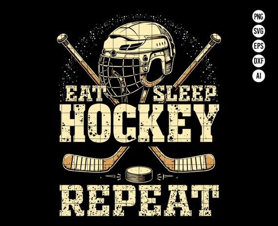 Eat Sleep Hockey Repeat PNG SVG, Hockey Player Lifestyle SVG, Ice Sports Lover Design Png, Hockey Enthusiast Clipart, Digital Download
