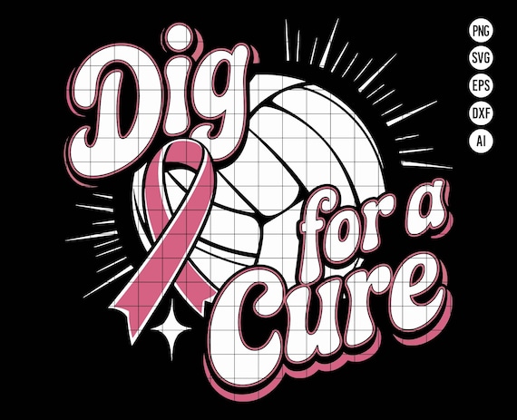 Dig for a Cure Volleyball SVG PNG, Breast Cancer Awareness Volleyball Png, Pink Ribbon Volleyball Clipart, Breast Cancer SVG