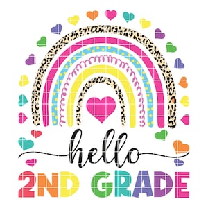 Back to School PNG Second Grade PNG, Back To School Rainbow 2nd Grade Design, Sublimation Designs Downloads, PNG File
