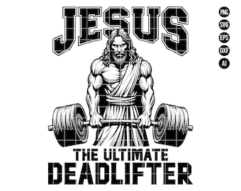 Jesus der ultimative Kreuzheber SVG PNG, lustige Fitness digitale Kunst, inspirierendes christliches Fitnessstudio Design SVG, digitaler Download