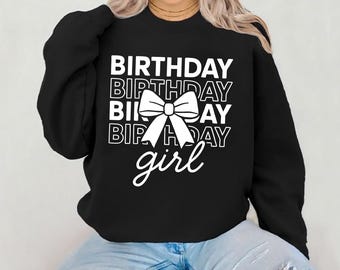Birthday Girl Shirt SVG Birthday Girl Shirt PNG Preppy Coquette Bow Birthday PNG Bday Svg Cut File for Cricut Sublimation