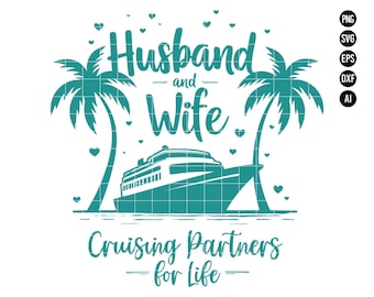 Cruising Couple SVG PNG, Husband and Wife Design, Romantic Clipart for Cruising Partners and Vacation Crafts SVG, Digital Download