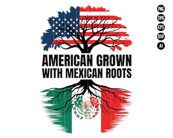 Amerikaans geteeld met Mexicaanse wortels png Mexicaanse vlag en Amerikaanse vlag png Mexicaanse wortels Spaanse png Mexicana patriottische clipart, 4 juli SVG