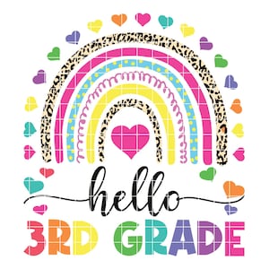 Back to School PNG Third Grade PNG, Back To School Rainbow 3rd Grade Design, Sublimation Designs Downloads, PNG File
