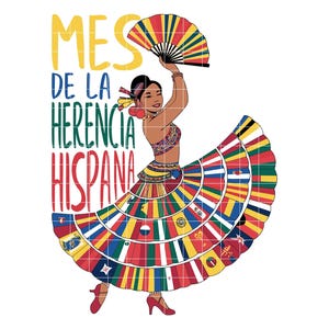 Mes de la Herencia Hispana SVG, Mes de la Herencia Hispana PNG, Diseño festivo de bailarina latina PNG, Arte de celebración cultural, Descarga digital