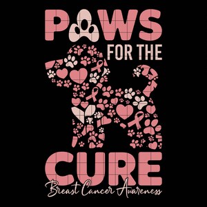 以下が含まれることがあります： ピンクの肉球のプリントデザインで、「Paws for the Cure」と「Breast Cancer Awareness」の文字がピンクのグリッドパターンで書かれています。