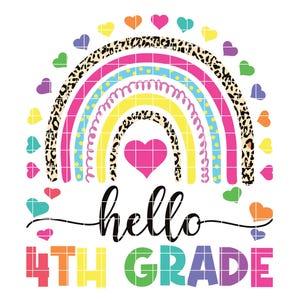 Fourth Grade PNG, Back To School Rainbow 4th grade Design, Sublimation Designs Downloads, PNG File, Back to School SVG