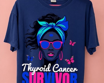 Thyroid Cancer Survivor SVG PNG Butterfly Cancer Awareness Warrior Fighter Shirt Cricut Cut File Silhouette Instant Download