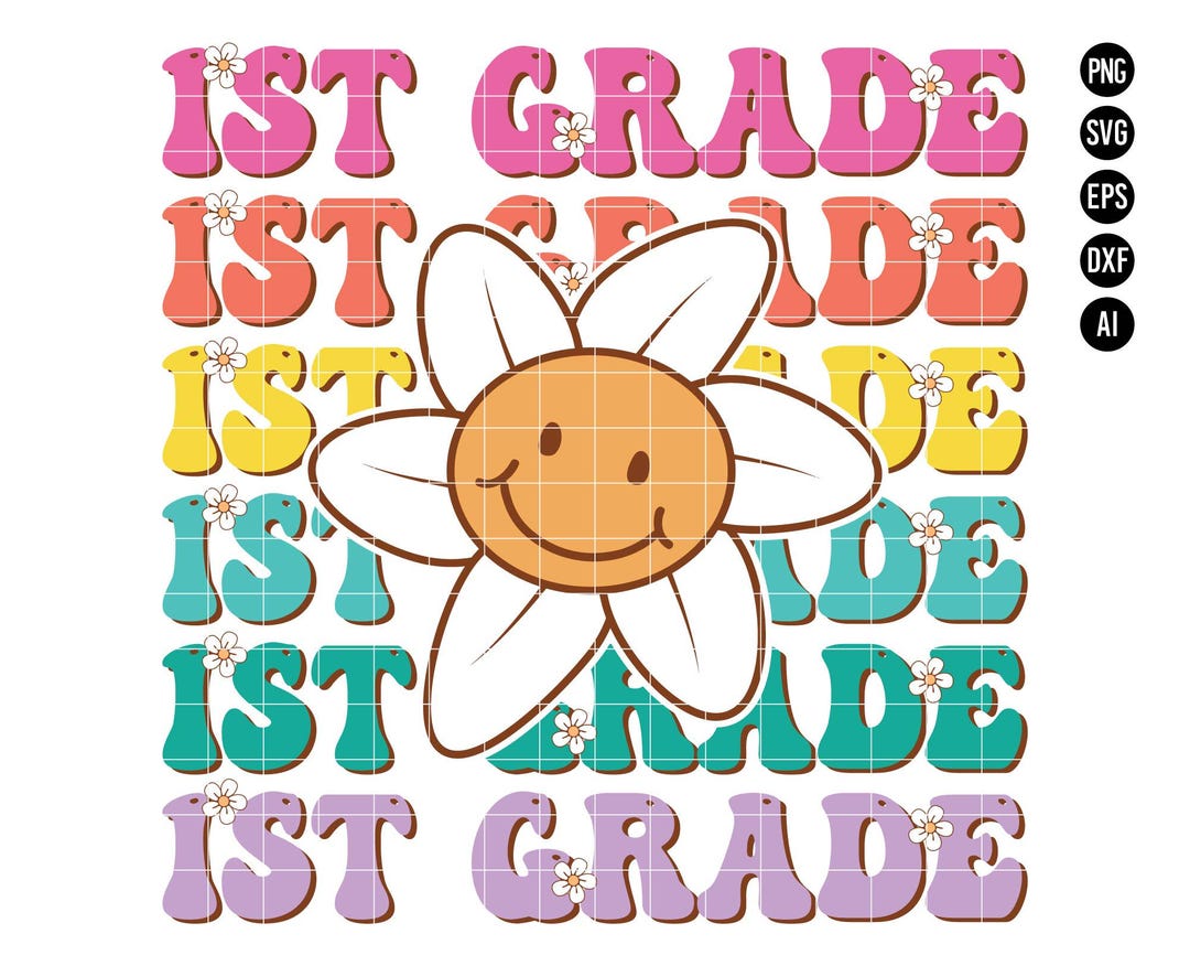 Groovy 1st Grade PNG, Back to School SVG, First Day of First Grade PNG ...