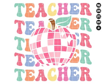 Teacher SVG, Teacher Shirt PNG, Teacher Week, Teacher Png, Teacher Appreciation Svg, Teacher Life Svg,Retro Teacher Svg,School Svg