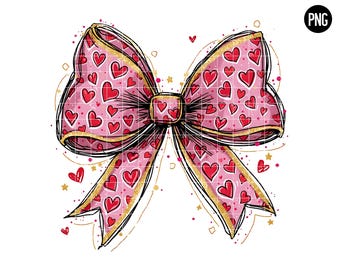 Valentine Coquette bow Heart PNG, Valentines Png, Valentine PNG, Retro Valentine Design, Heart png, Valentine Bow PNG Designs, brushstroke