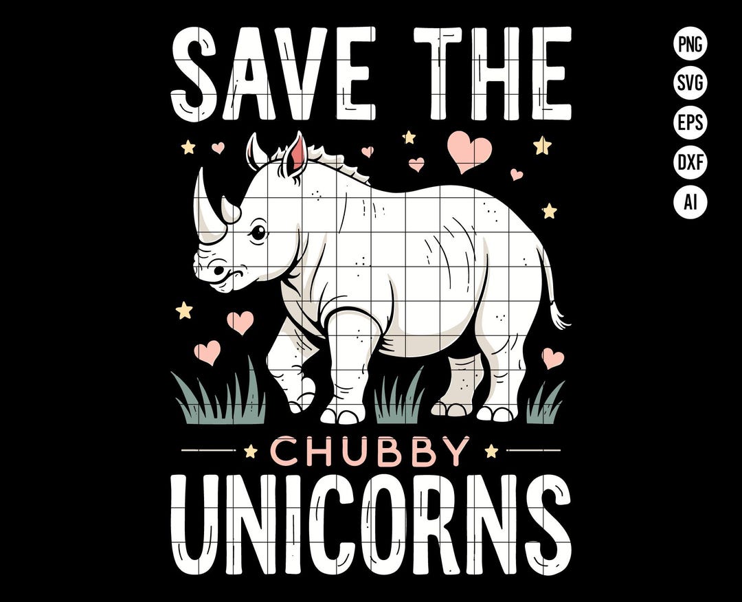 Save The Chubby Unicorns Vintage Fat Rhino Divertente Maglietta