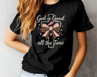 Dieu est bon tout le temps SVG léopard noeud chrétien PNG foi croix Sublimation Design pour fichier Clipart religieux Silhouette Cricut
