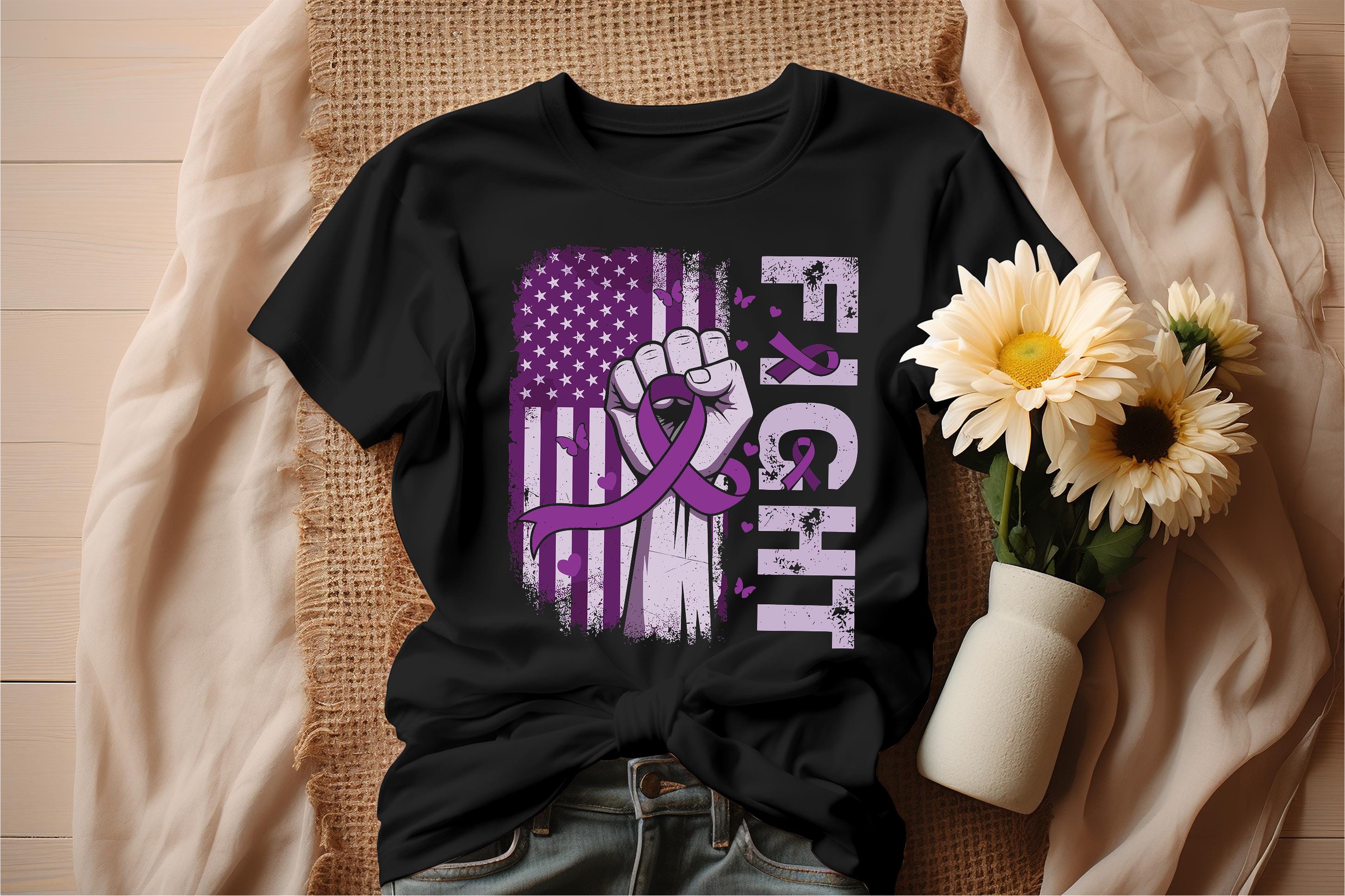Fight Awareness Ribbon SVG PNG Strong Fist American Flag Purple Ribbon ...