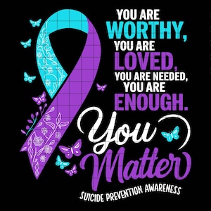 Suicide Prevention Awareness Ribbon SVG, Mental Health Support (Digital Download)