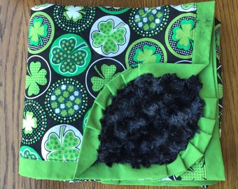 St. Patrick’s Day Shamrock Blanket Minky Blanket - Can Be Personalized