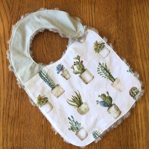 Cactus en macetas Minky Baby/Toddler Bib