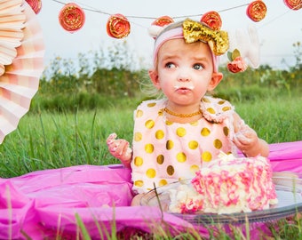 Blush Pink and Gold Polka Dot Minky Baby/Toddler Bib