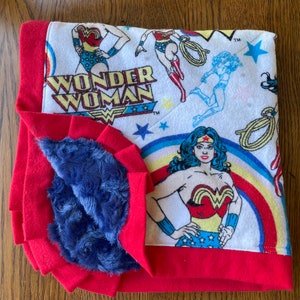 NEW…Wonder Woman Flannel and Minky Blanket...Ready to Ship