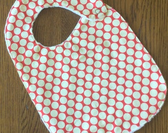 Salmon and Cream Polka Dot Minky Baby/Toddler Bib