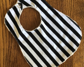 Black and White Stripe Smaller Infant Bib