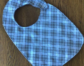 Gray and Black Plaid Minky Baby/Toddler Bib