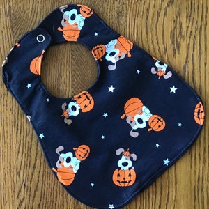 Halloween Pumpkin and Puppy Slightly Smaller Infant Only Bib