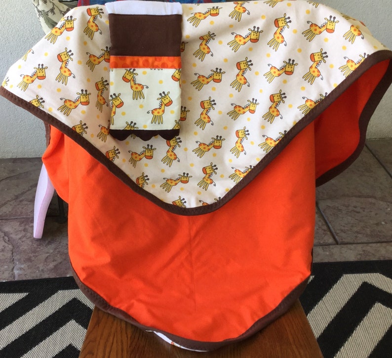 Giraffe Flannel Blanket and Burp Cloth Set....personalization available