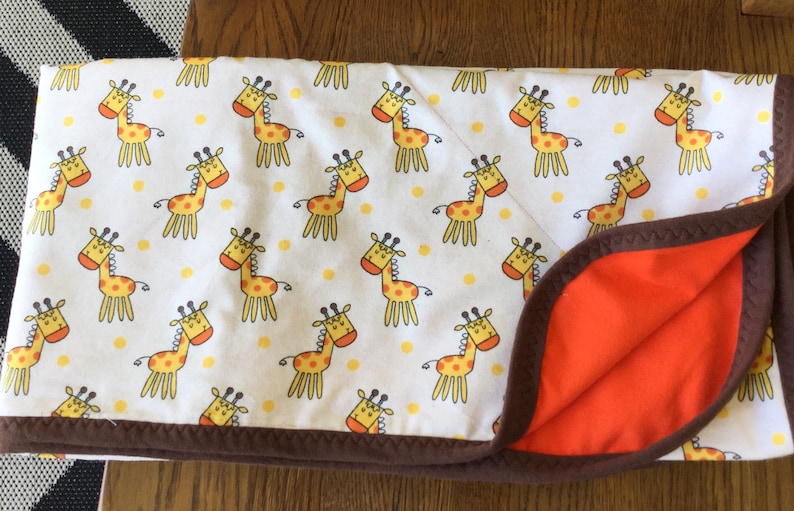 Giraffe Flannel Blanket and Burp Cloth Set....personalization available