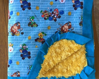 NEW…Mario Kart and Friends Minky Blanket - Lap Sized Blanket....Ready to Ship