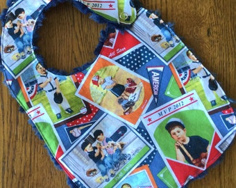 Baseball Cards Minky Baby/Toddler Bib