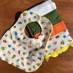 NEW…Bug Minky Smaller Size - Infant Only Bib and Burp Cloth Set
