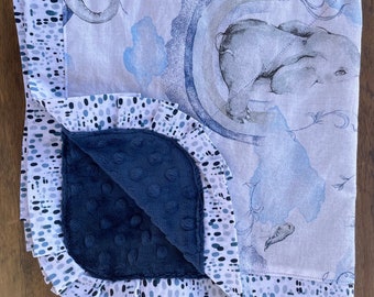 Manta de elefante Minky más pequeña...Se puede personalizar