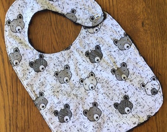 Bear Head Minky Baby/Toddler Bib