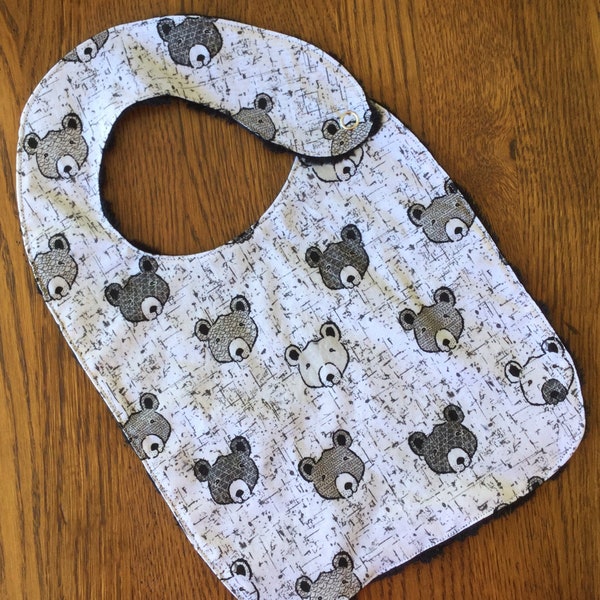 Bear Head Minky Baby/Toddler Bib