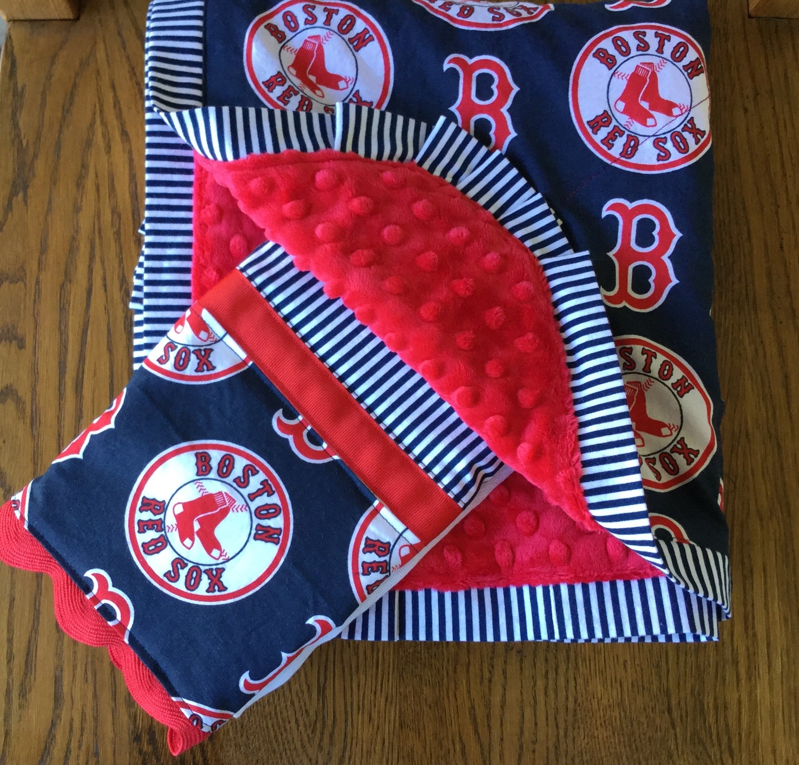 Boston Red Sox Minky Blanket HUGE Adult Wrap Around Etsy