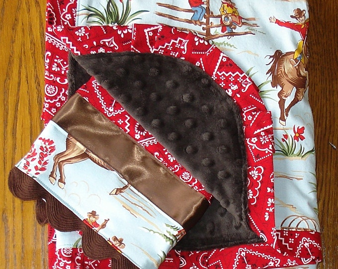 Western Minky Blanket and Burp Cloth Set...personalization Etsy