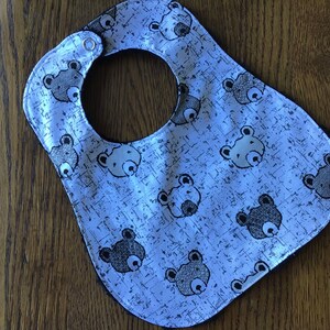 Bear Head Minky Slightly Smaller Infant Only Bib