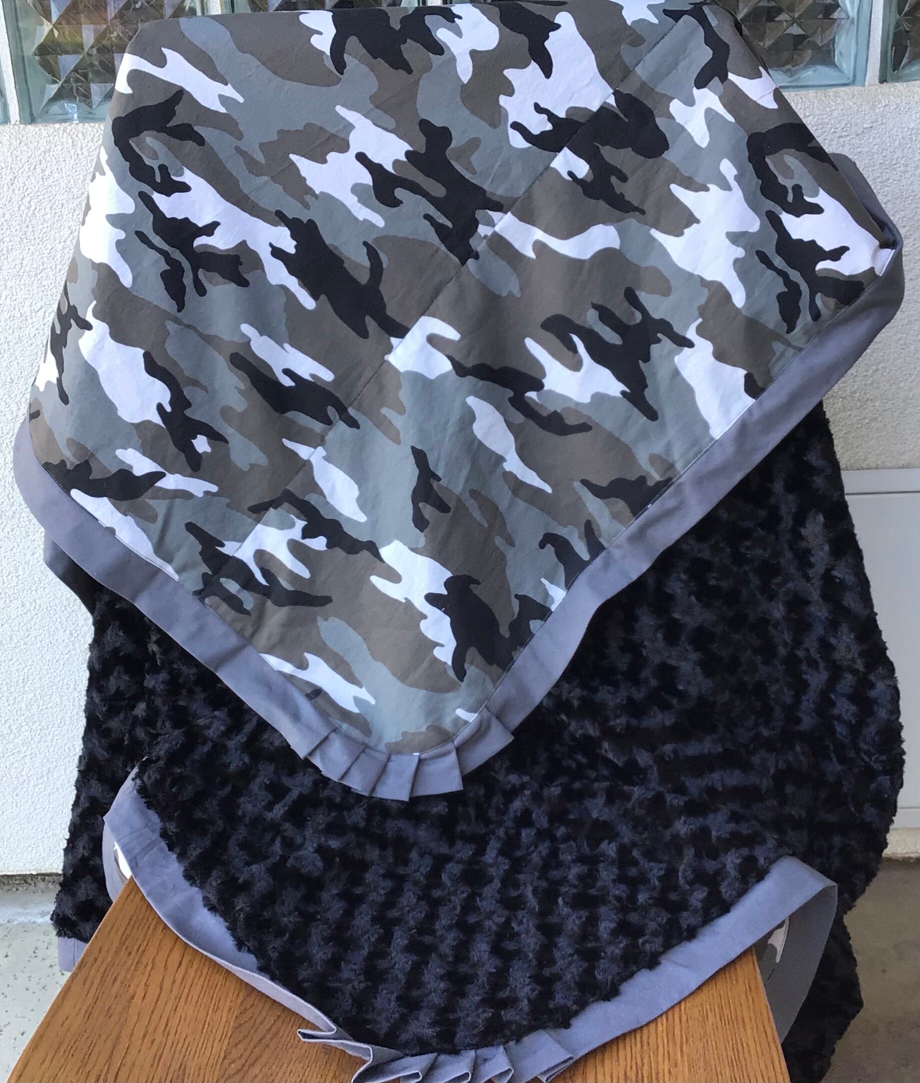 Gray and Black Camouflage Minky Blanket HUGE Adult Wrap Etsy