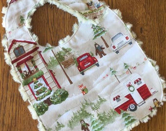 Winter Christmas Minky Baby/Toddler Bib - Last One