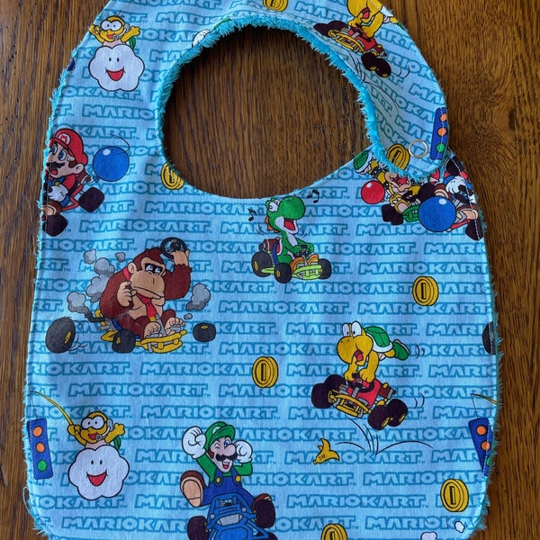 NEW…MarioKart Characters Gaming Minky Baby/Toddler Bib