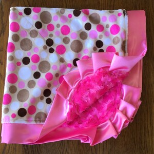 Pink and Brown and  Minky Blanket - Can Be Personalized