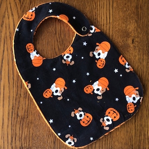 Puppy and Pumpkin Halloween Minky Baby/Toddler Bib