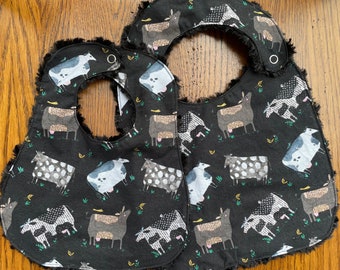 Cow Minky Baby/Toddler Bib Or Infant Only Bib - Two Sizes Available