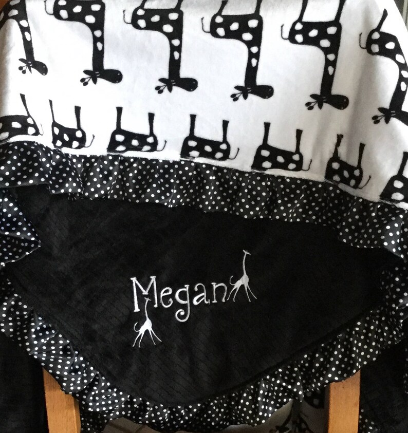 Giraffe Flannel Blanket and Burp Cloth Set....personalization available