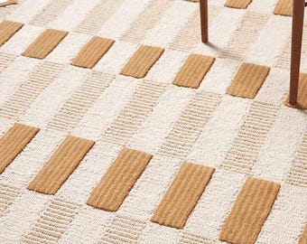Matilda Hand Tufted Wool Area Rug Brown Borders 100% Woolen Handmade Rug Brown and Beige Carpet For Bedroom, Living Room and Dining Room