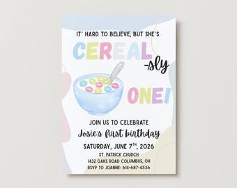 Cereal-sly ONE birthday party invitation