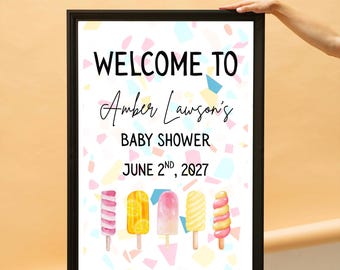 She&#39;s ready to POP popsicle baby shower welcome poster